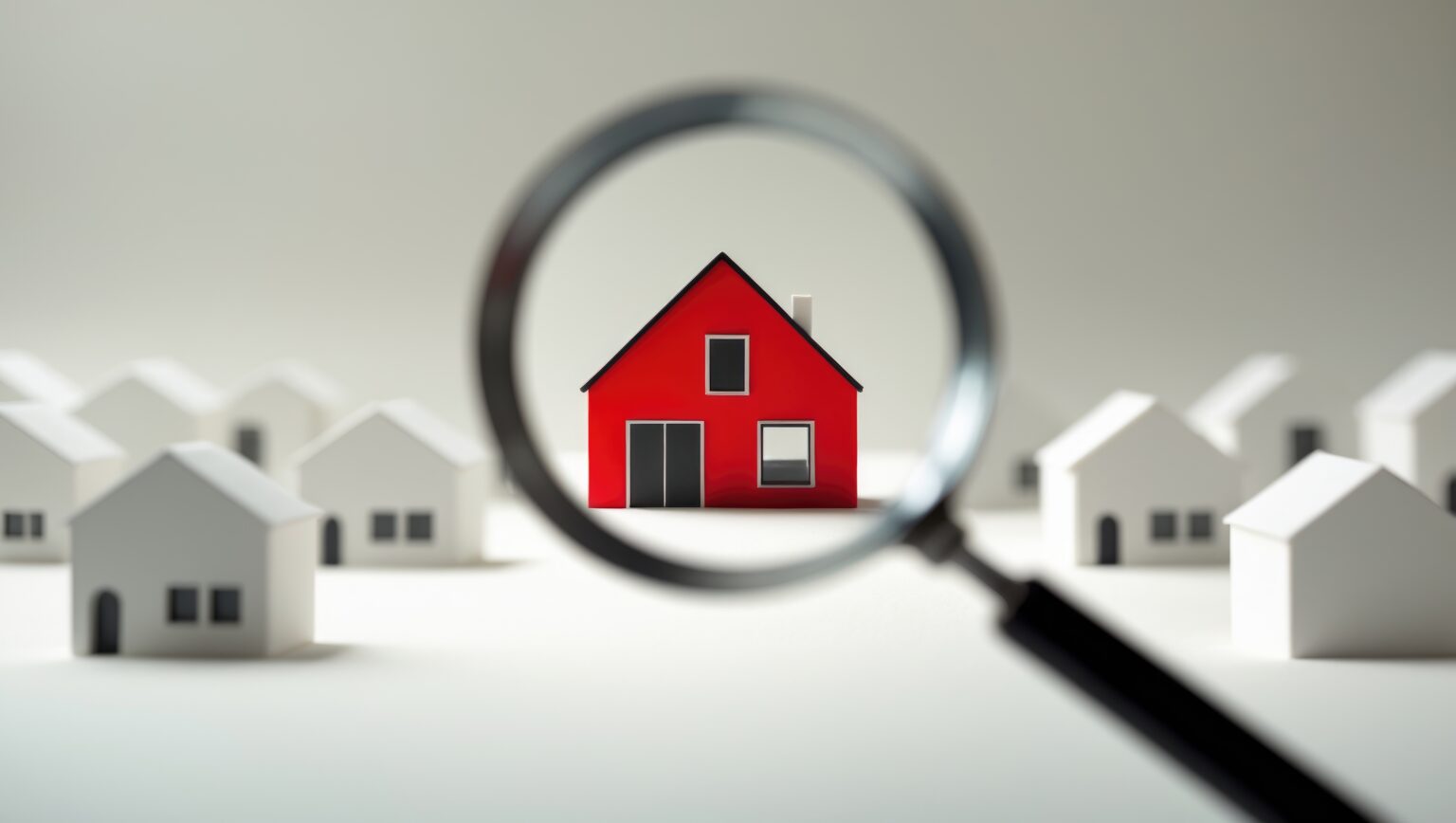 Concept of searching for a house using a magnifying glass